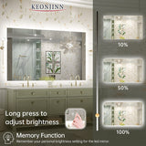 Keonjinn LED Backlit Bathroom Vanity Mirror Anti-Fog Dimmable Lighted CRI90 High Definition(Horizontally/Vertically)