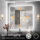 Keonjinn LED Backlit Bathroom Vanity Mirror Anti-Fog Dimmable Lighted CRI90 High Definition(Horizontally/Vertically)
