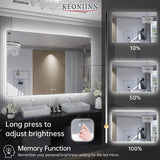 Keonjinn LED Backlit Bathroom Vanity Mirror Anti-Fog Dimmable Lighted CRI90 High Definition(Horizontally/Vertically)