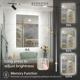Keonjinn LED Backlit Bathroom Vanity Mirror Anti-Fog Dimmable Lighted CRI90 High Definition(Horizontally/Vertically)