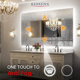 Keonjinn LED Backlit Bathroom Vanity Mirror Anti-Fog Dimmable Lighted CRI90 High Definition(Horizontally/Vertically)