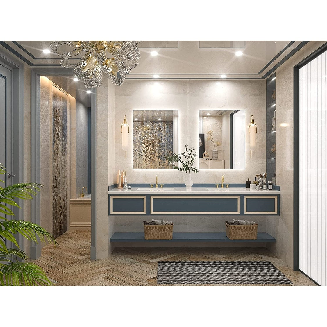 Keonjinn LED Backlit Bathroom Vanity Mirror Anti-Fog Dimmable Lighted CRI90 High Definition(Horizontally/Vertically)