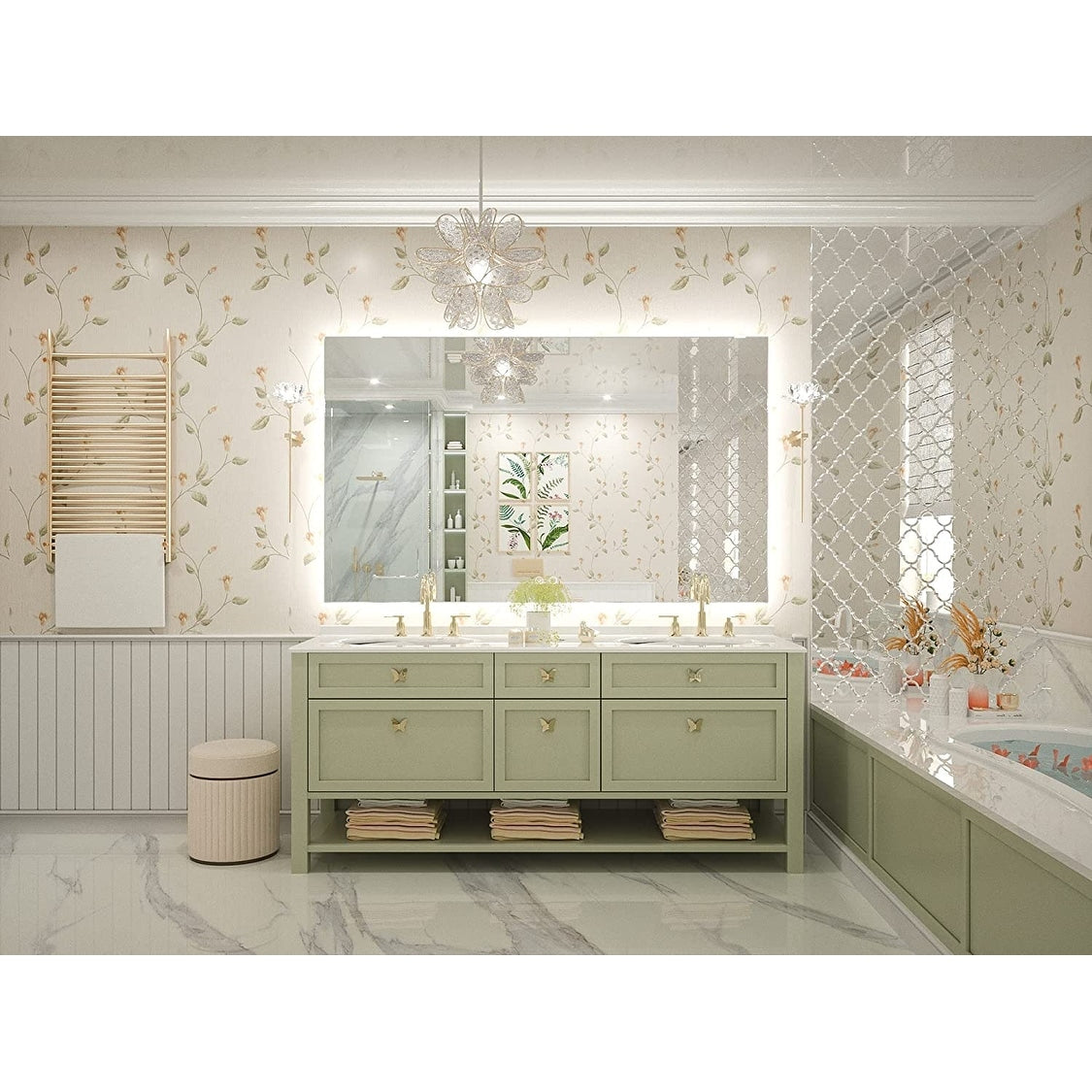 Keonjinn LED Backlit Bathroom Vanity Mirror Anti-Fog Dimmable Lighted CRI90 High Definition(Horizontally/Vertically)