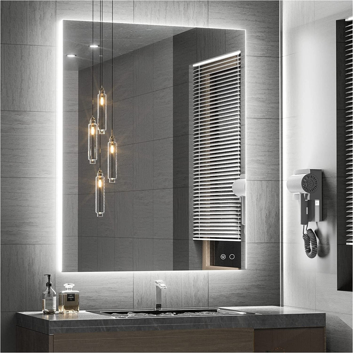 Keonjinn LED Backlit Bathroom Vanity Mirror Anti-Fog Dimmable Lighted CRI90 High Definition(Horizontally/Vertically)