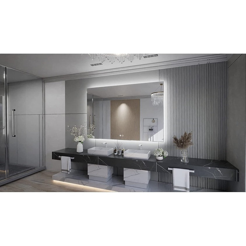 Keonjinn LED Backlit Bathroom Vanity Mirror Anti-Fog Dimmable Lighted CRI90 High Definition(Horizontally/Vertically)