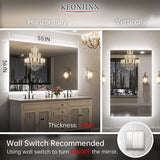 Keonjinn LED Backlit Bathroom Vanity Mirror Anti-Fog Dimmable Lighted CRI90 High Definition(Horizontally/Vertically)