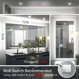 Keonjinn LED Backlit Bathroom Vanity Mirror Anti-Fog Dimmable Lighted CRI90 High Definition(Horizontally/Vertically)