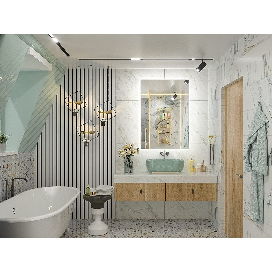 Keonjinn LED Backlit Bathroom Vanity Mirror Anti-Fog Dimmable Lighted CRI90 High Definition(Horizontally/Vertically)