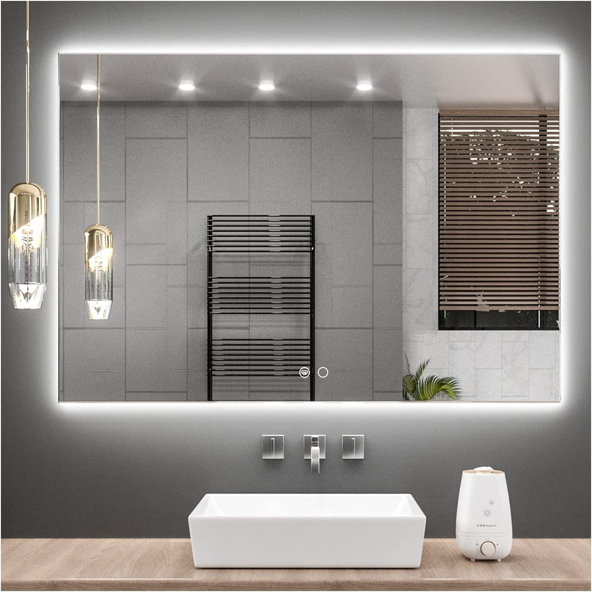 Keonjinn LED Backlit Bathroom Vanity Mirror Anti-Fog Dimmable Lighted CRI90 High Definition(Horizontally/Vertically)