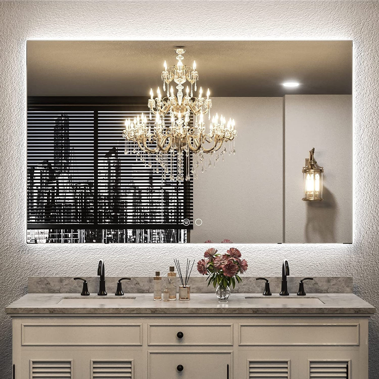 Keonjinn LED Backlit Bathroom Vanity Mirror Anti-Fog Dimmable Lighted CRI90 High Definition(Horizontally/Vertically)