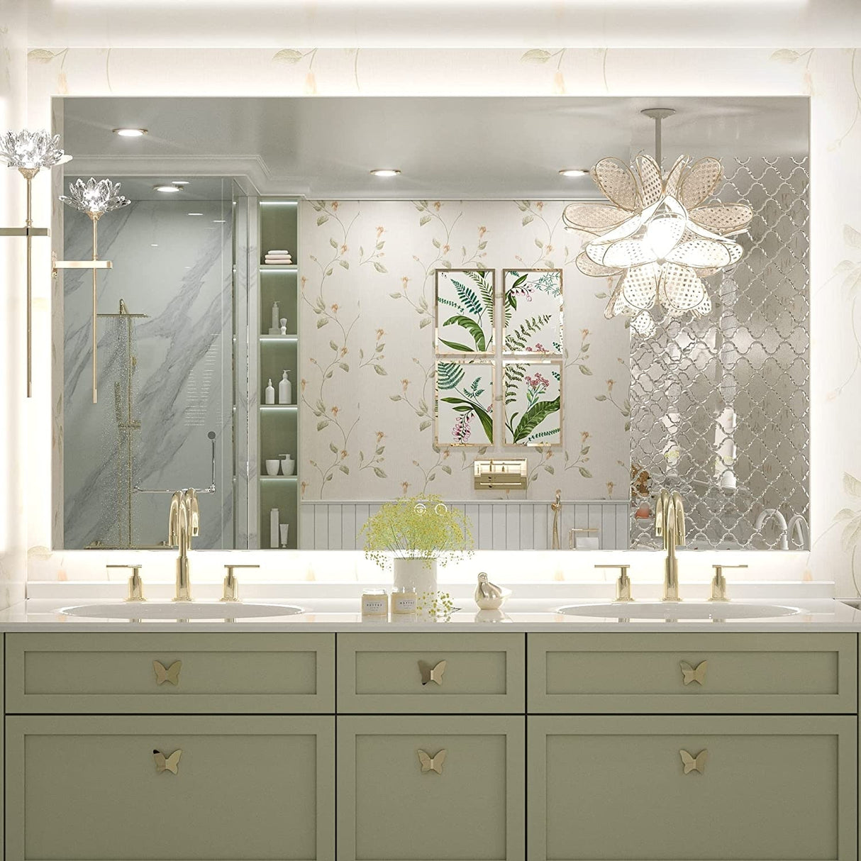 Keonjinn LED Backlit Bathroom Vanity Mirror Anti-Fog Dimmable Lighted CRI90 High Definition(Horizontally/Vertically)