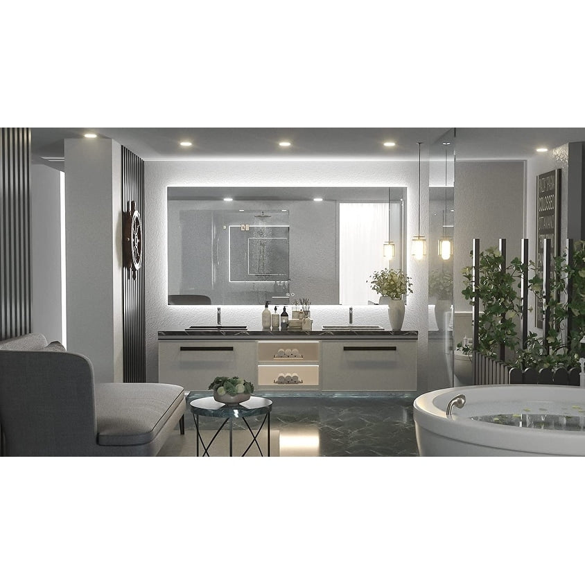 Keonjinn LED Backlit Bathroom Vanity Mirror Anti-Fog Dimmable Lighted CRI90 High Definition(Horizontally/Vertically)