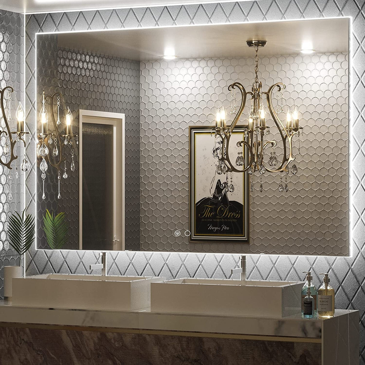Keonjinn LED Backlit Bathroom Vanity Mirror Anti-Fog Dimmable Lighted CRI90 High Definition(Horizontally/Vertically)