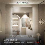 Keonjinn LED Backlit Bathroom Vanity Mirror Anti-Fog Dimmable Lighted CRI90 High Definition(Horizontally/Vertically)