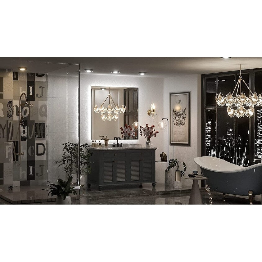 Keonjinn LED Backlit Bathroom Vanity Mirror Anti-Fog Dimmable Lighted CRI90 High Definition(Horizontally/Vertically)