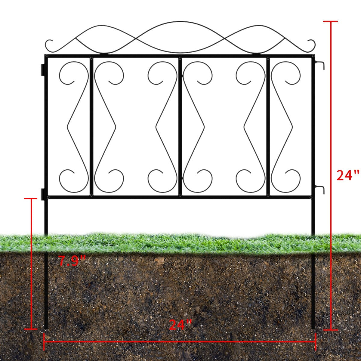 Kerrogee Folding Decorative Garden Fence, Metal Landscape Set of 4
