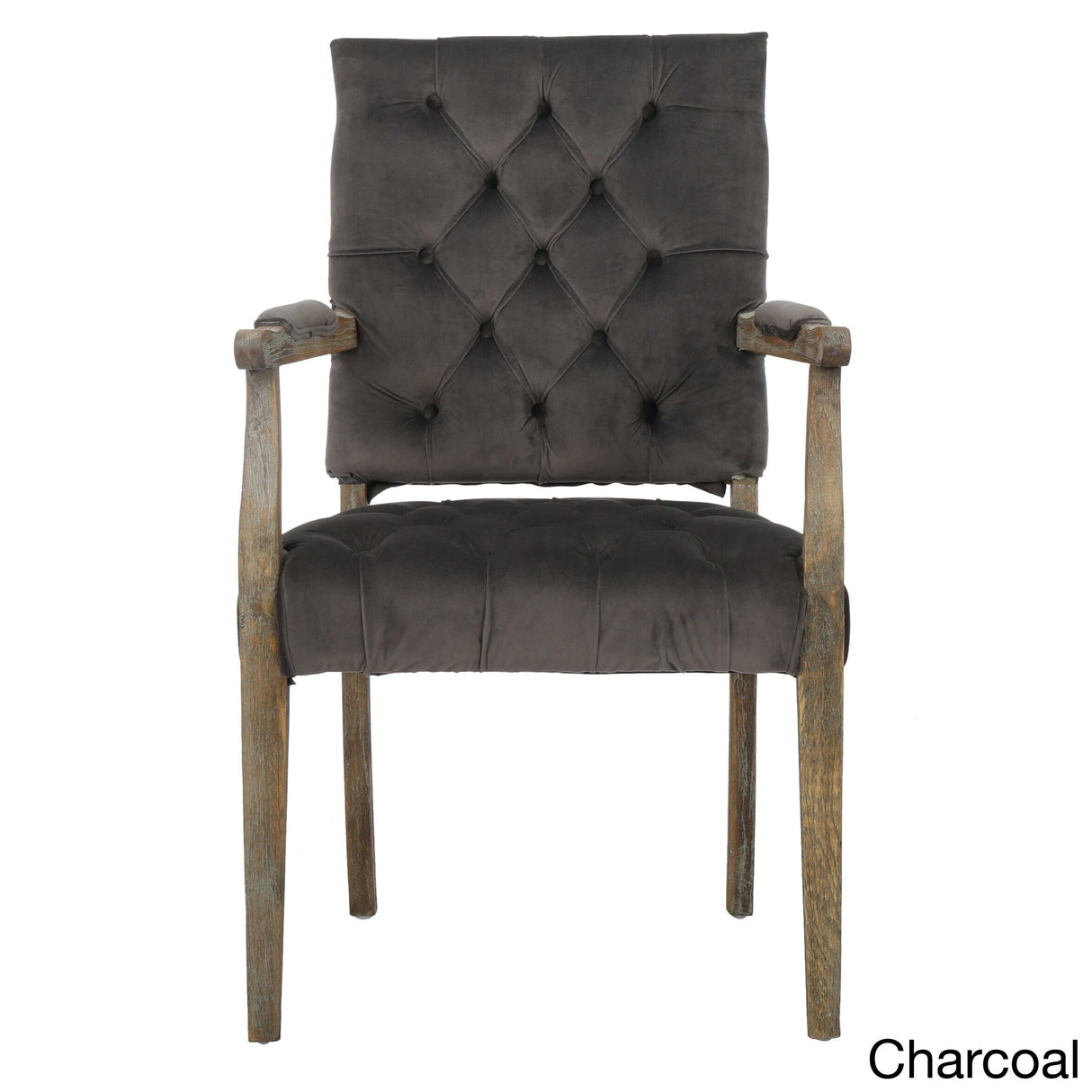 Kessler Contemporary Velvet Tufted Dining Arm Chair by Christopher Knight Home - 40"h x 23.5"w x 22.2"d
