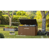 Keter Darwin 150 Gallon Large Durable Resin Outdoor Storage Deck Box For Furniture and Supplies, Brown - 150 Gallon