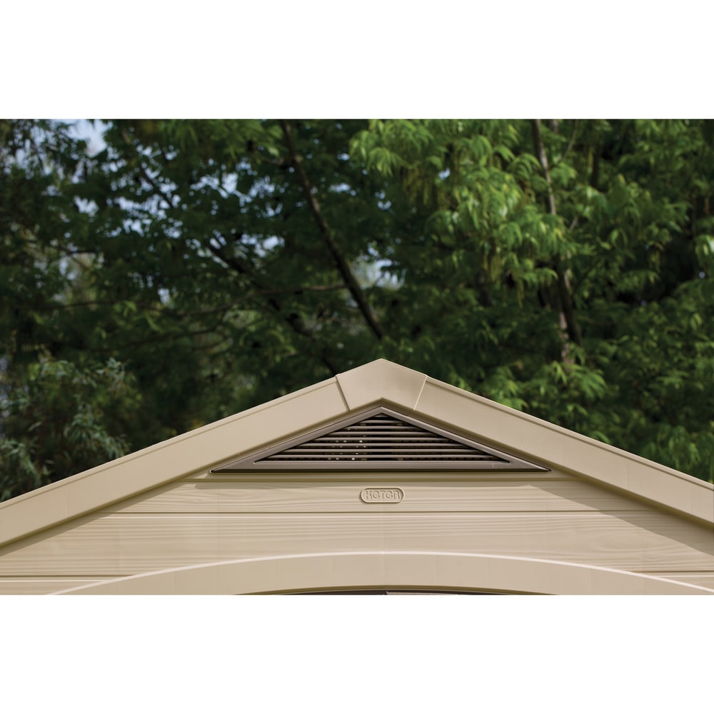 Keter Factor 8x6 ft. Resin Outdoor Storage Shed With Floor for Patio Furniture and Tools, Brown