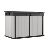 Keter Premier Jumbo Horizontal Resin Outdoor Storage Shed for Patio Furniture and Tools, Grey
