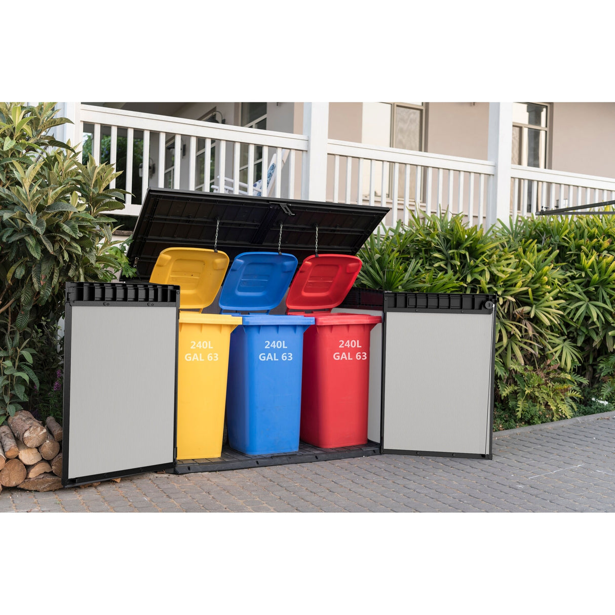 Keter Premier Jumbo Horizontal Resin Outdoor Storage Shed for Patio Furniture and Tools, Grey