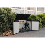 Keter Premier Jumbo Horizontal Resin Outdoor Storage Shed for Patio Furniture and Tools, Grey