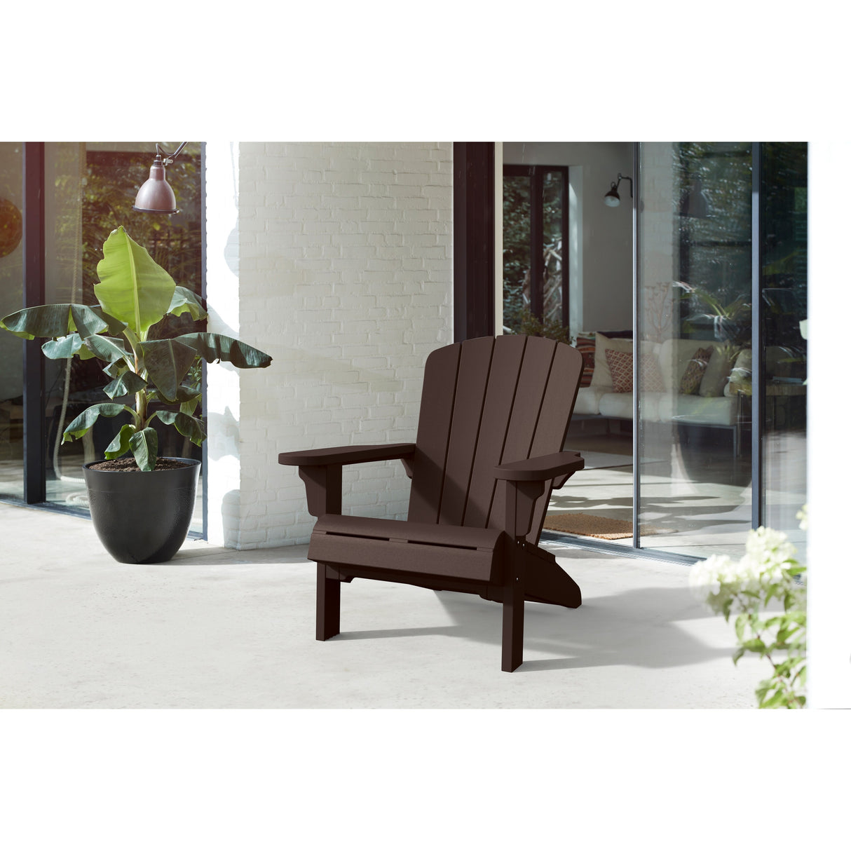 Keter Teton Adirondack Resin Outdoor Weather Resistant Lounge Furniture Chair