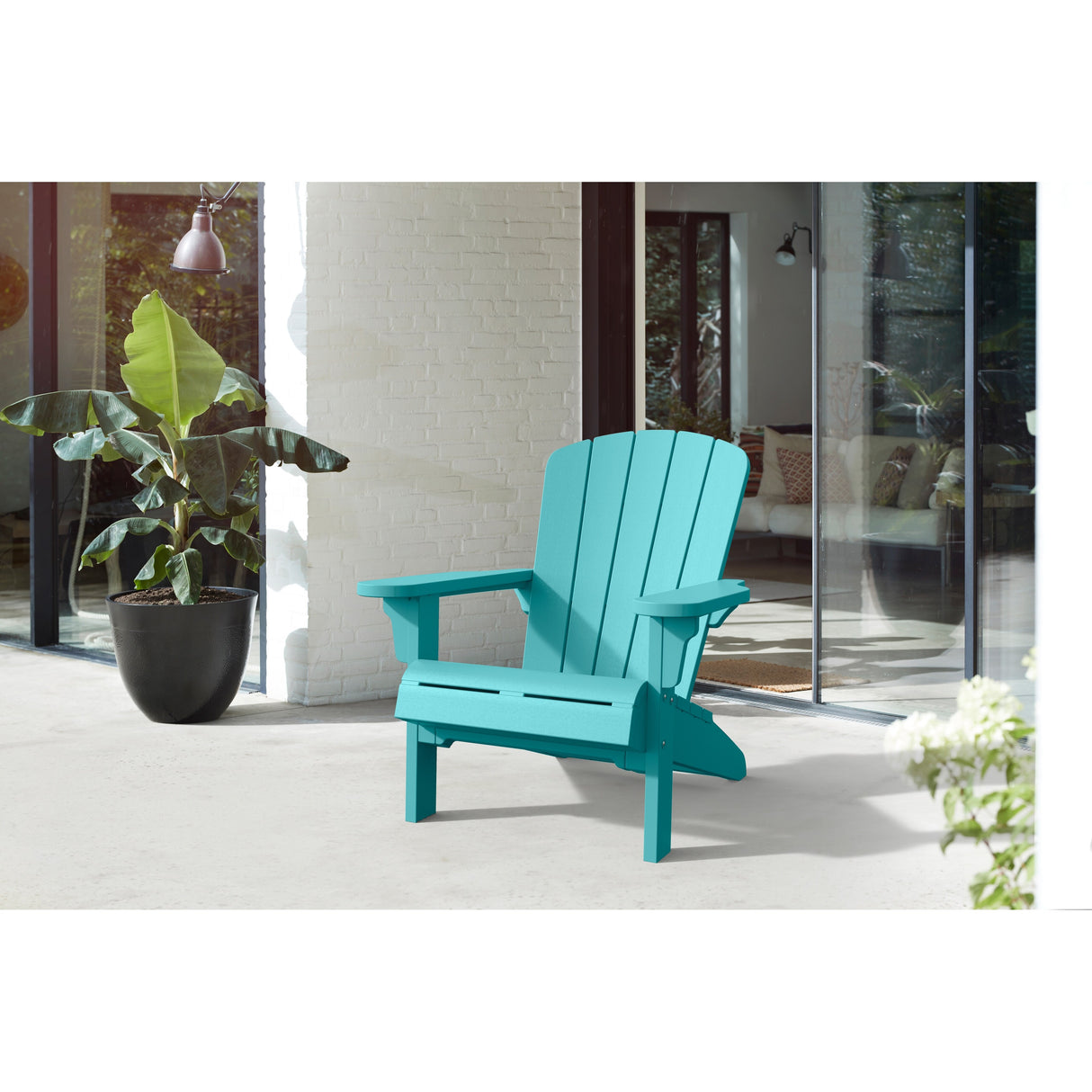 Keter Teton Adirondack Resin Outdoor Weather Resistant Lounge Furniture Chair