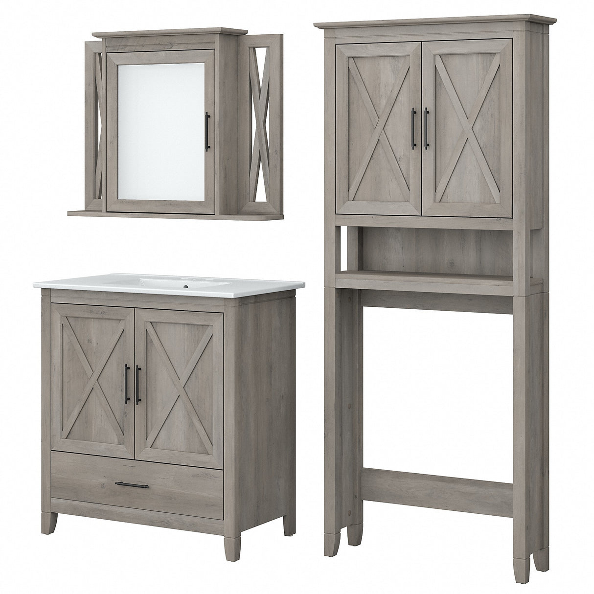 Key West 32W Bathroom Vanity, Mirror and Space Saver by Bush Furniture