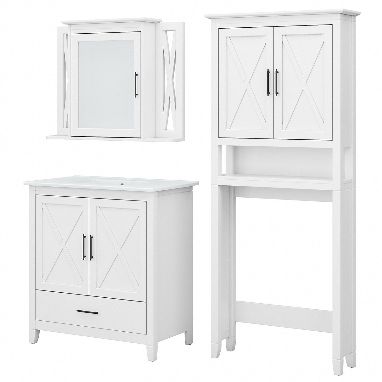 Key West 32W Bathroom Vanity, Mirror and Space Saver by Bush Furniture