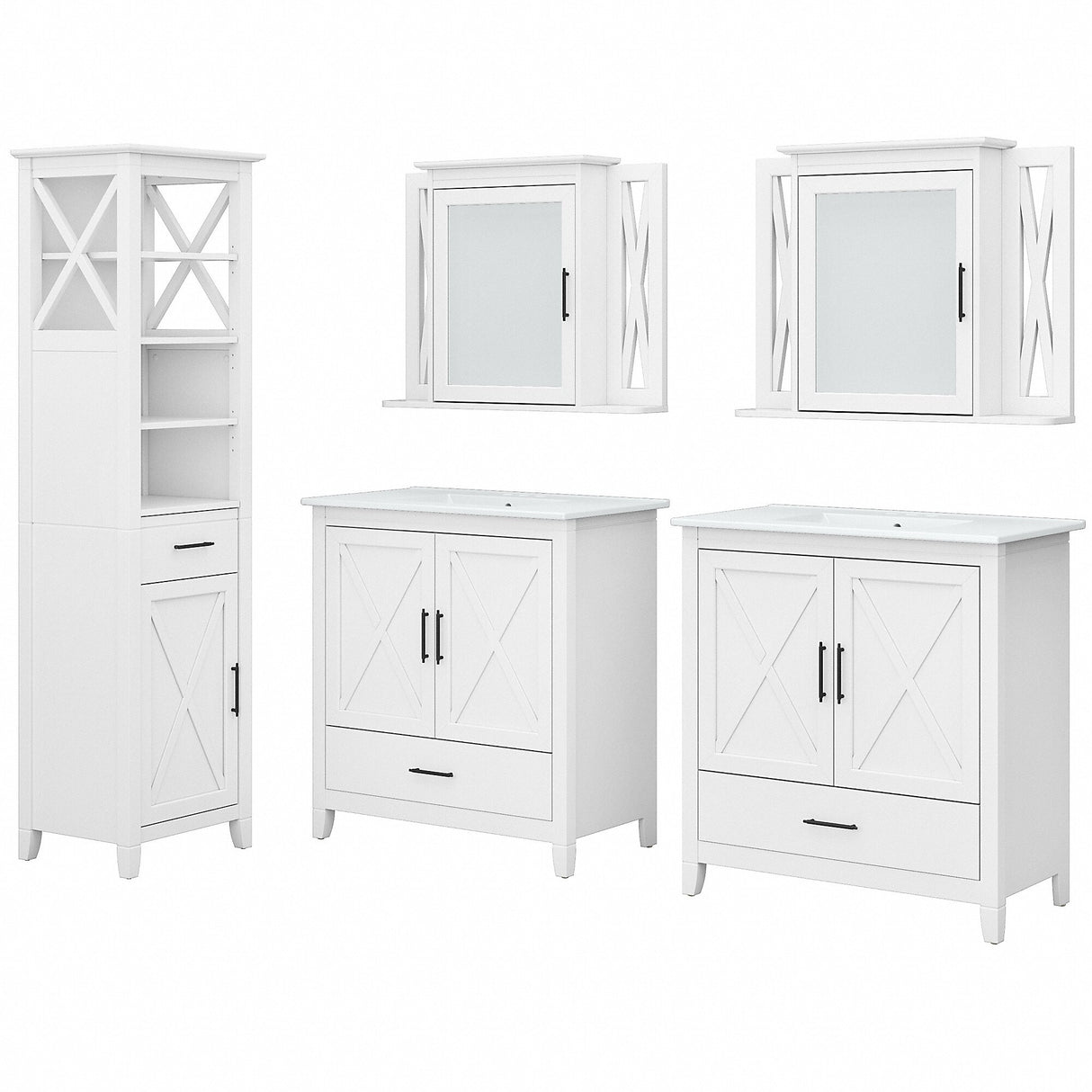 Key West 64W Double Vanity with Sinks and Storage by Bush Furniture