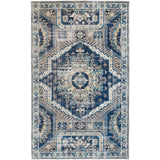 Kezia Vintage Style Tribal Kazak Rug, Classic Blue/Opal Gray