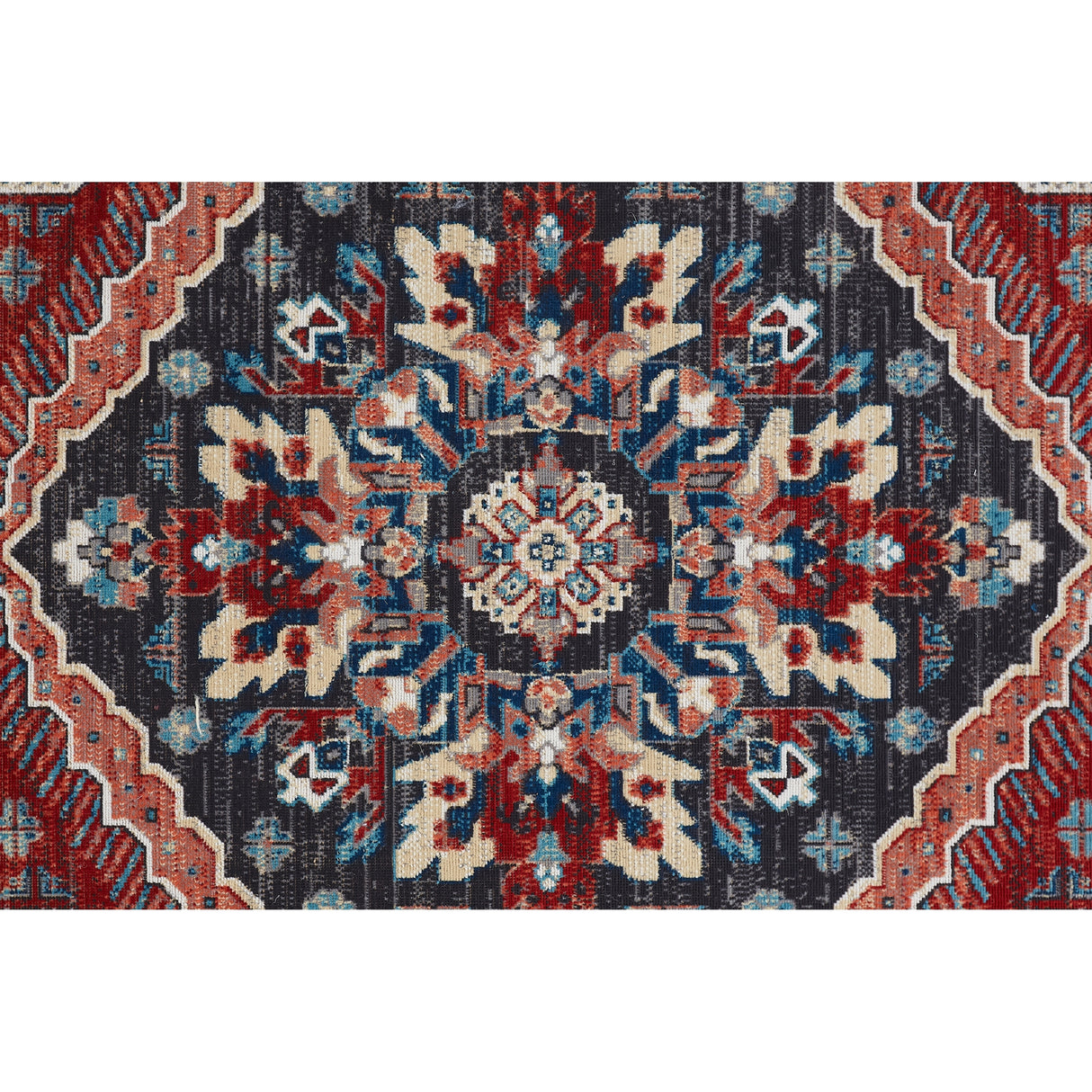 Kezia Vintage Style Tribal Kazak Rug, Classic Blue/Opal Gray