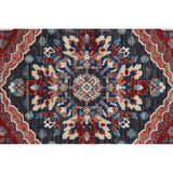 Kezia Vintage Style Tribal Kazak Rug, Classic Blue/Opal Gray