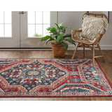 Kezia Vintage Style Tribal Kazak Rug, Classic Blue/Opal Gray