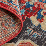 Kezia Vintage Style Tribal Kazak Rug, Classic Blue/Opal Gray