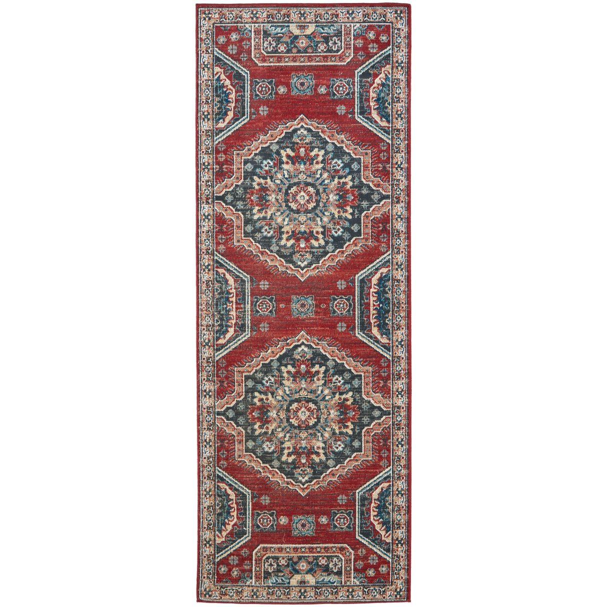 Kezia Vintage Style Tribal Kazak Rug, Classic Blue/Opal Gray