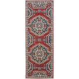 Kezia Vintage Style Tribal Kazak Rug, Classic Blue/Opal Gray