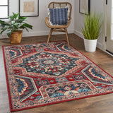 Kezia Vintage Style Tribal Kazak Rug, Classic Blue/Opal Gray