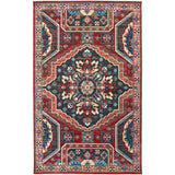 Kezia Vintage Style Tribal Kazak Rug, Classic Blue/Opal Gray