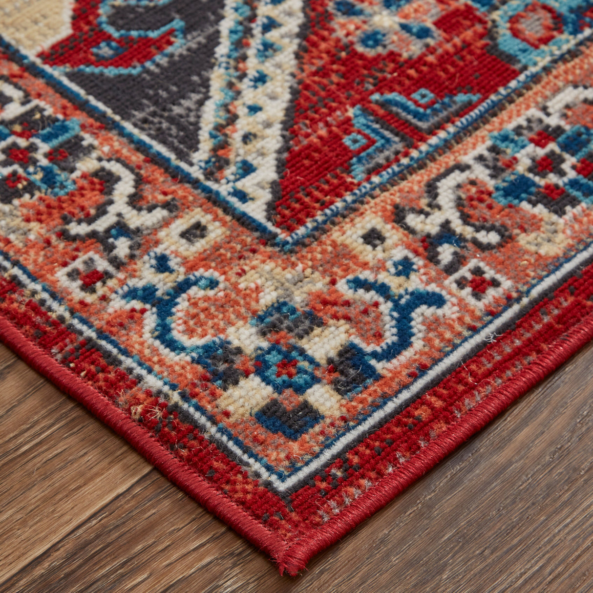 Kezia Vintage Style Tribal Kazak Rug, Classic Blue/Opal Gray