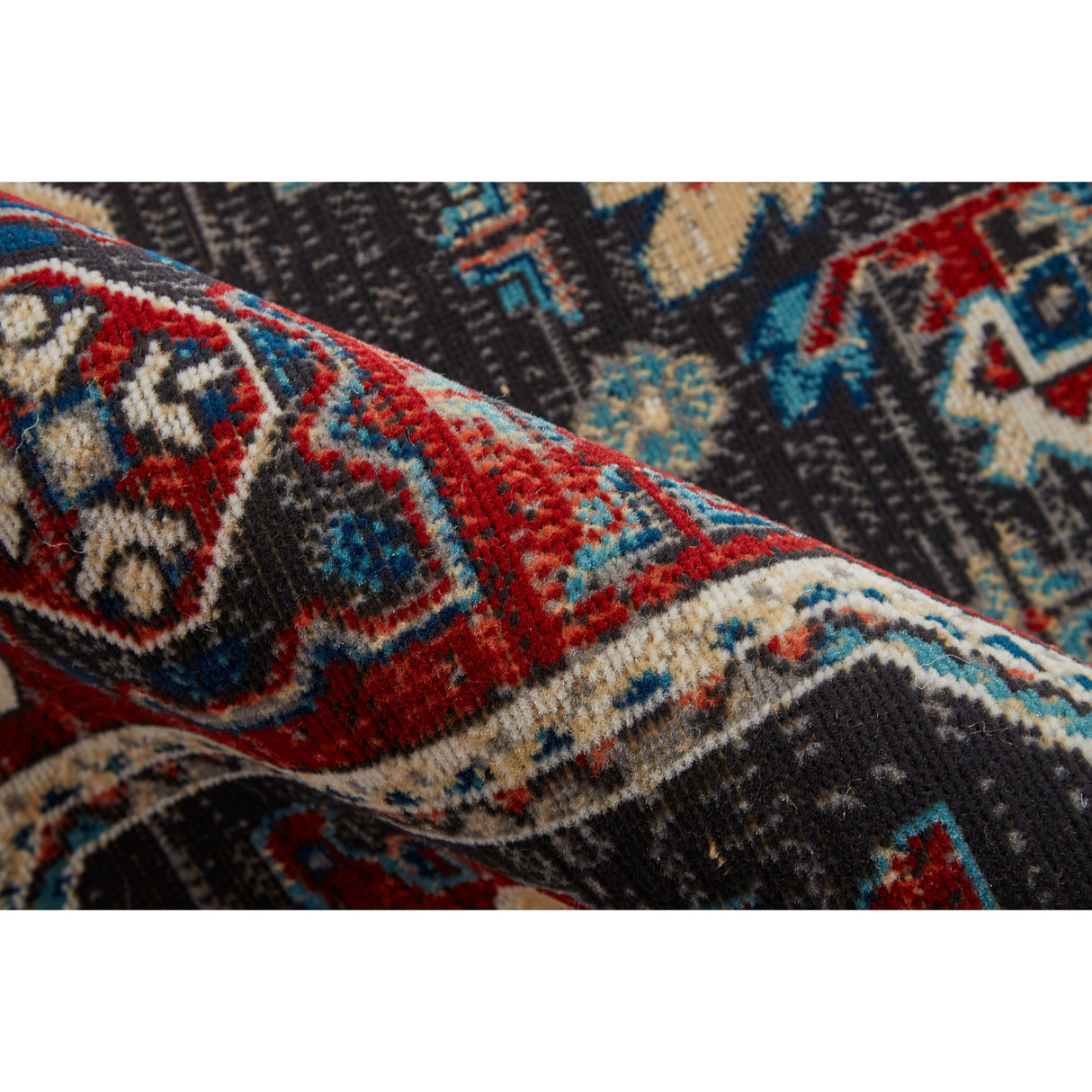 Kezia Vintage Style Tribal Kazak Rug, Classic Blue/Opal Gray