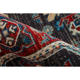 Kezia Vintage Style Tribal Kazak Rug, Classic Blue/Opal Gray