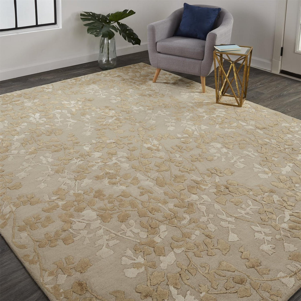 Foral Botanical Transitional Farmhouse Rug