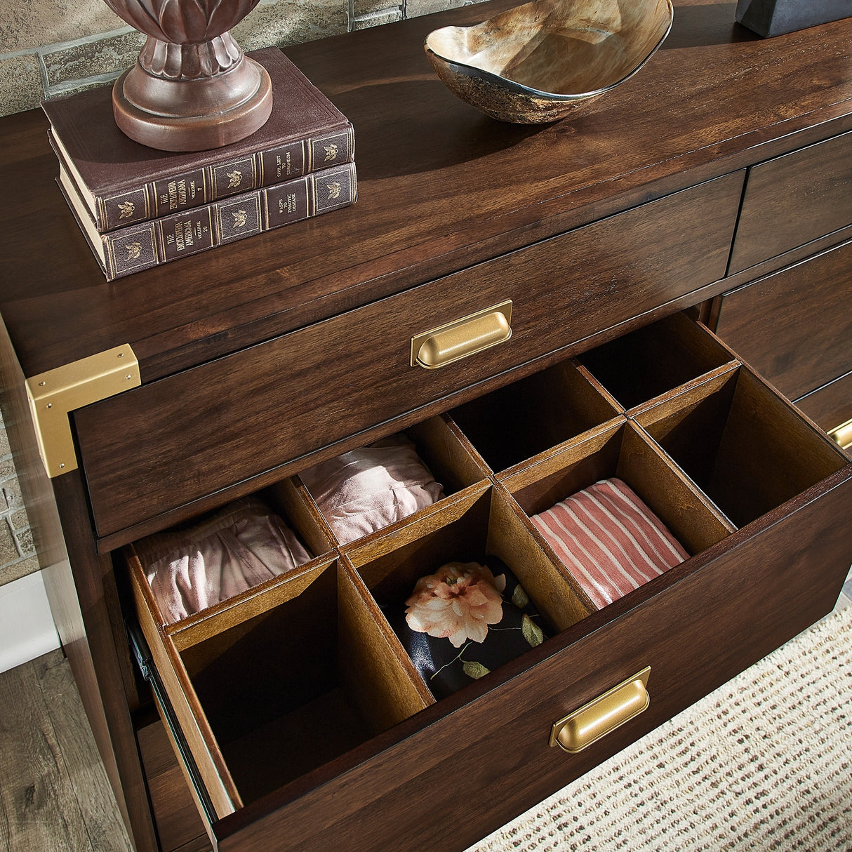 Khourush 64" Wide 6 - Drawer Campaign Dresser by iNSPIRE Q Modern