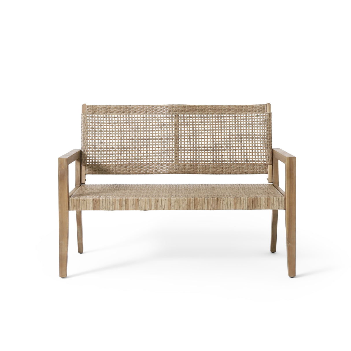 Kiara Wicker and Acacia Wood Outdoor 4 Seater Chat Set by Christopher Knight Home