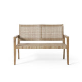 Kiara Wicker and Acacia Wood Outdoor 4 Seater Chat Set by Christopher Knight Home