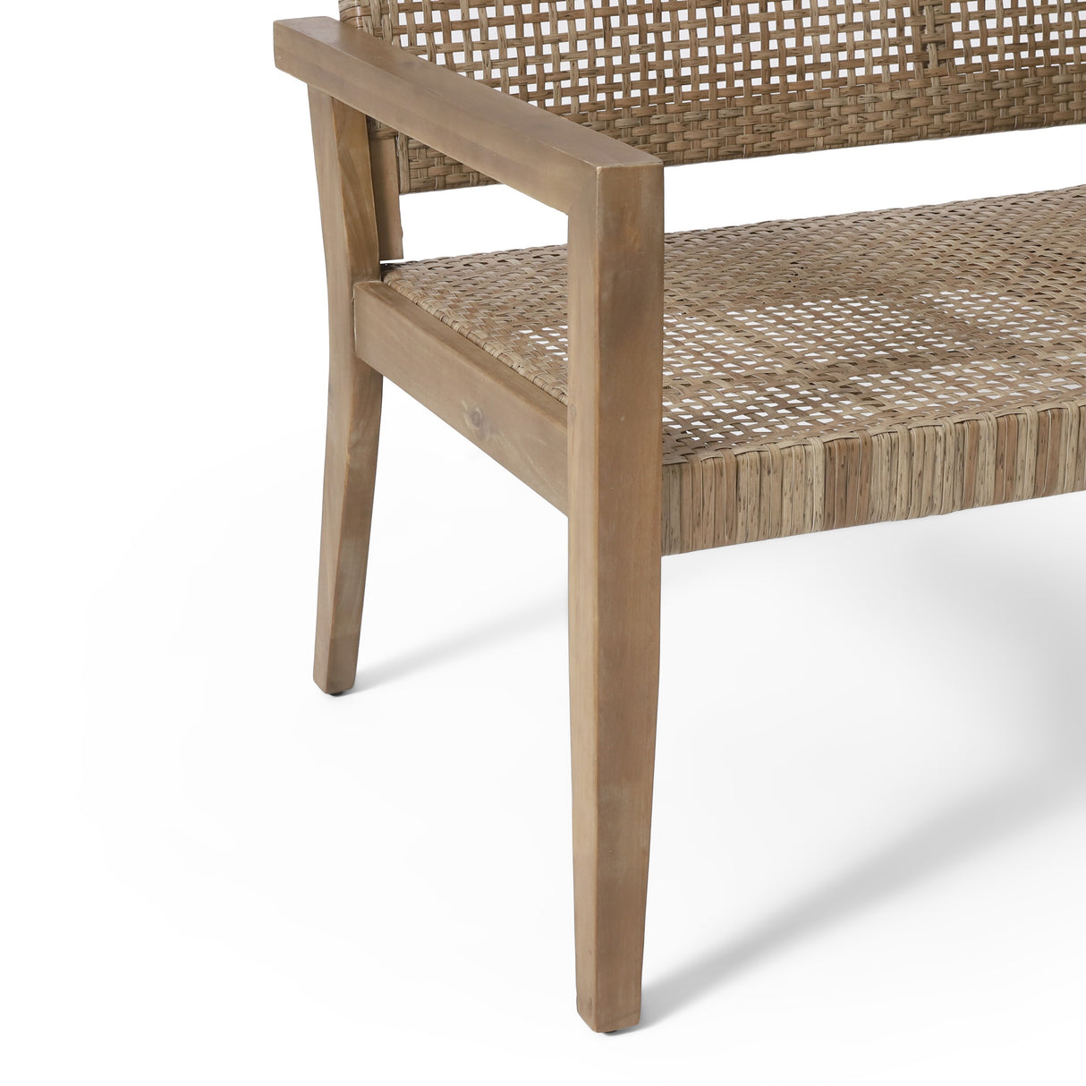 Kiara Wicker and Acacia Wood Outdoor 4 Seater Chat Set by Christopher Knight Home
