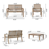 Kiara Wicker and Acacia Wood Outdoor 4 Seater Chat Set by Christopher Knight Home