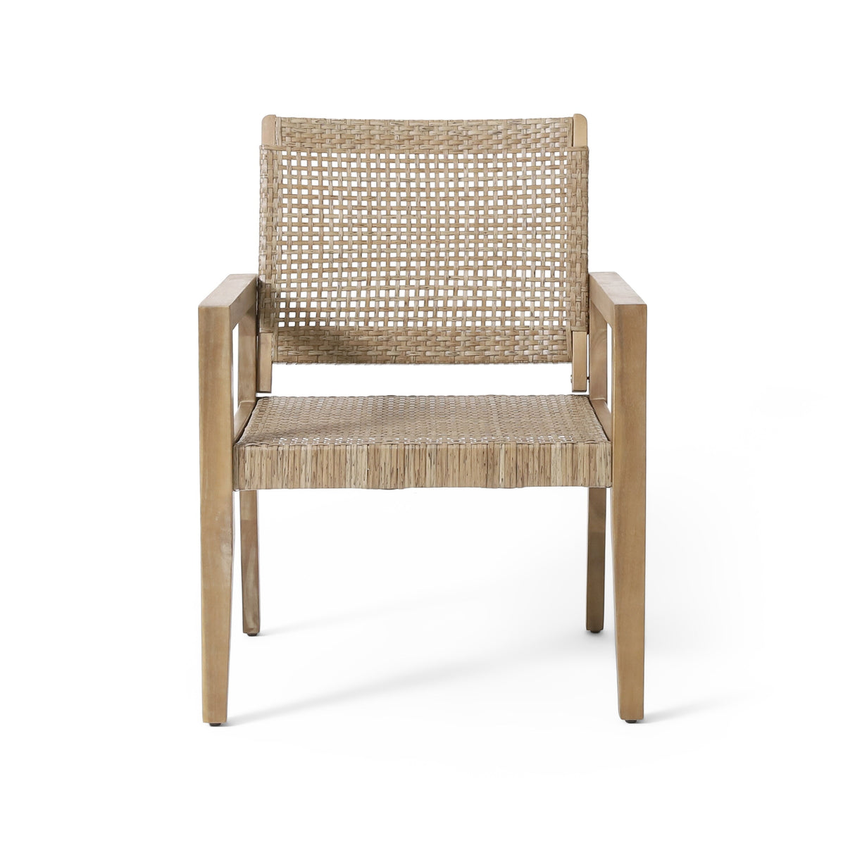 Kiara Wicker and Acacia Wood Outdoor 4 Seater Chat Set by Christopher Knight Home